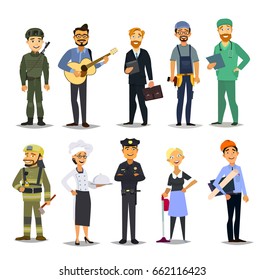 Labor Day. A group of people of different professions on a white background. Vector illustration in a flat style