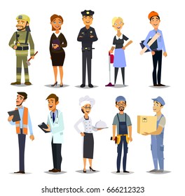 Labor Day. A group of people of different professions on a white background. Vector illustration in a flat style