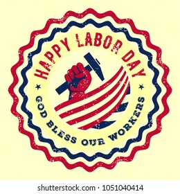 Labor Day grunge rubber stamp. Vector illustration