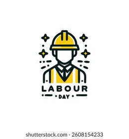 Labor Day with hammer and safety helmet Logo