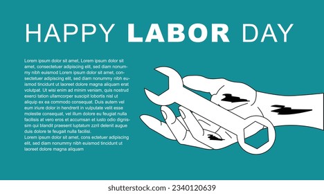 Labor Day with Hand holding a spanner corporate background with sample text