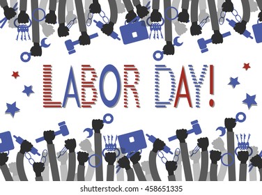 Labor Day, with hands of different professions