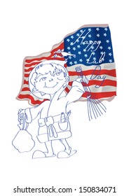 Labor day . Happy Labor day! A boy cleaning all. child cleans house