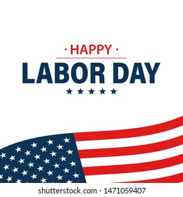 Labor day holiday banner. Happy labor day greeting card. USA flag. United States of America. Work, job. Vector illustration.