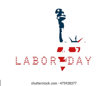 Labor Day holiday, liberty statue with the inscription colors of the American flag on white background. Vector illustrations.
