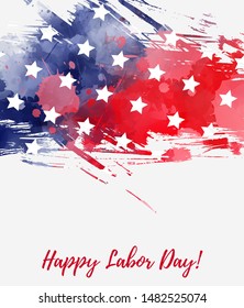 Labor day - holiday in United States of America. Abstract grunge watercolor USA flag. Template for holiday banner, invitation, flyer, etc.