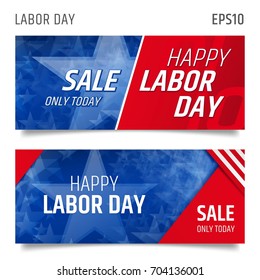 Labor day horizontal banners. Labor day sale promotion advertising banner template. Vector illustration. Tamplate card abstract.