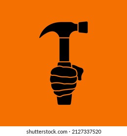 Labor Day Icon. Black on Orange Background. Vector Illustration.