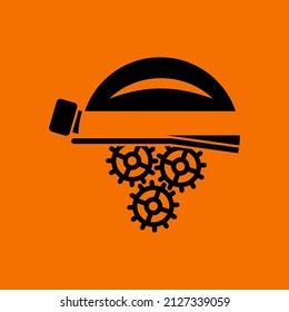 Labor Day Icon. Black on Orange Background. Vector Illustration.