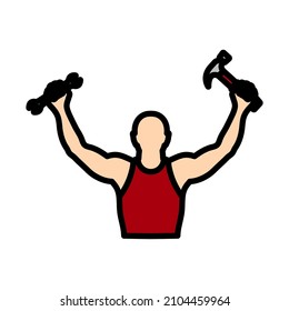 Labor Day Icon. Editable Bold Outline With Color Fill Design. Vector Illustration.