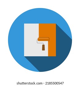 Labor Day Icon. Flat Circle Stencil Design With Long Shadow. Vector Illustration.