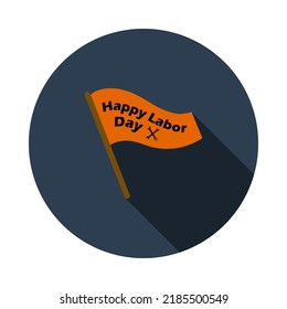 Labor Day Icon. Flat Circle Stencil Design With Long Shadow. Vector Illustration.