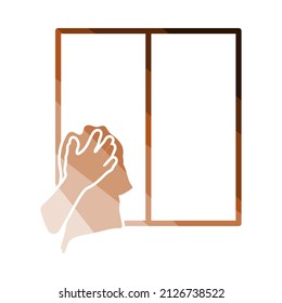 Labor Day Icon. Flat Color Ladder Design. Vector Illustration.