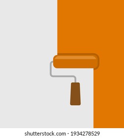 Labor Day Icon. Roller paintbrush. Flat Color Design. Vector Illustration.