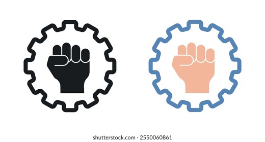 Labor day icon set in black and colored version