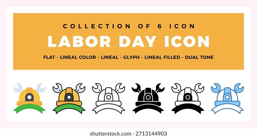 Conjunto de iconos del día del trabajo Colección de 6 iconos únicos del trabajador