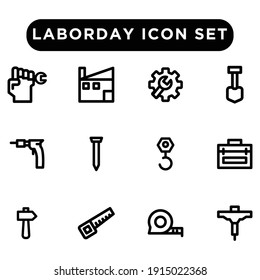 labor day icon set outline style vector
