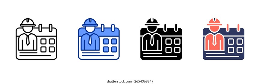 ícone Dia da Mão-de-Obra folha de vários estilos coleção