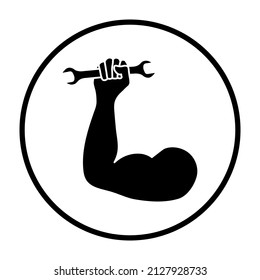 Labor Day Icon. Thin Circle Stencil Design. Vector Illustration.