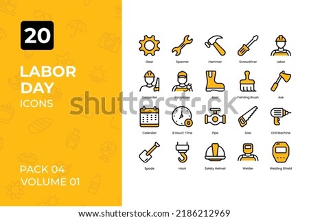 Labor day Icons Collection. Set contains such Icons as labor, construction, 8 may, tools, and more.
