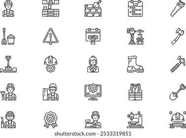 A coleção de ícones de dia de trabalho é uma ilustração vetorial com traçado editável.