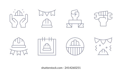 Labor day icons. Editable stroke. Containing labor day, labour day, wrench.
