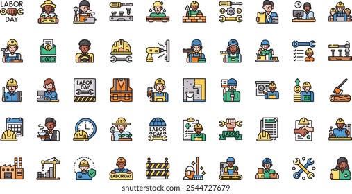 Labor day icons High-Quality Vector Icons Collection with Editable Stroke. Ideal for Professional and Creative Projects.