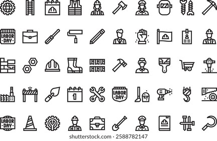 Labor day icons High-Quality Vector Icons Collection with Editable Stroke. Ideal for Professional and Creative Projects.