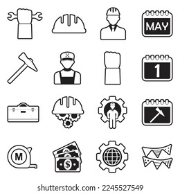 Labor Day Icons. Line With Fill Design. Vector Illustration.