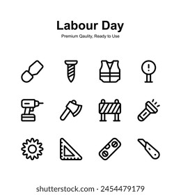 Labor day icons set, premium vectors ready to use
