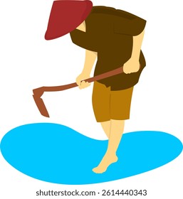 Labor Day Illustration of a Farmer Working in the Field - Tribute to Agricultural Workers