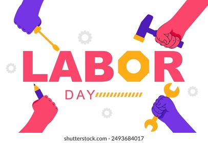 Labor Day Illustration with flat style. vector illustration
