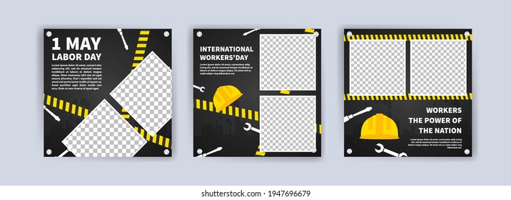 Labor Day. International Workers' Day. Banners vector for social media ads, web ads, business messages, discount flyers and big sale banner.