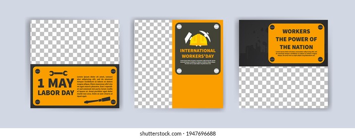 Labor Day. International Workers' Day. Banners vector for social media ads, web ads, business messages, discount flyers and big sale banner.