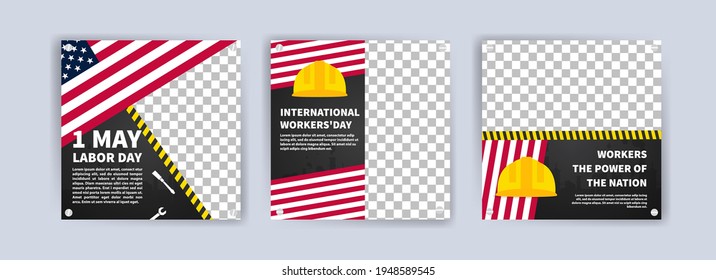 Labor Day. International Workers' Day. Banners vector for social media ads, web ads, business messages, discount flyers and big sale banner.