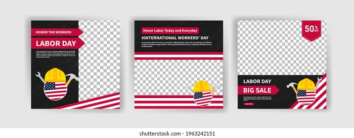 Labor Day. International Workers' Day. Banners vector for social media ads, web ads, business messages, discount flyers and big sale banner.