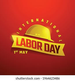 Labor Day Or International Workers Day Vector Illustration With Worker Silhouette And Factory Landmark On Background. Laborday And Mayday Celebration