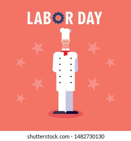 labor day label with professional chef