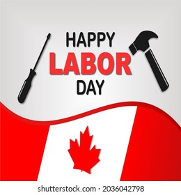 ilustración vectorial de etiqueta del día laboral, fondo de la bandera canadiense