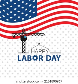 Labor Day lettering USA background. Labor Day celebration banner with USA flag. Vector illustration