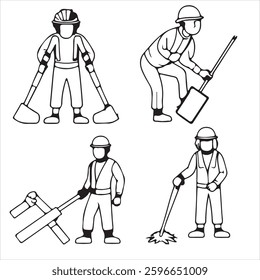 Labor day line drawing illustration background 