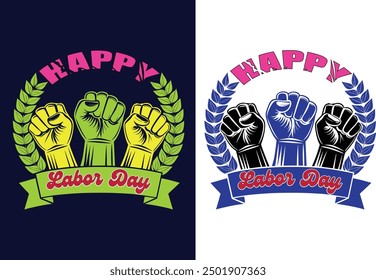 Arte vectorial del icono del logotipo de la mano del día de trabajo feliz