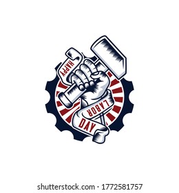 Labor day logo background design vector