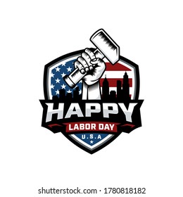 Labor day logo background design vector