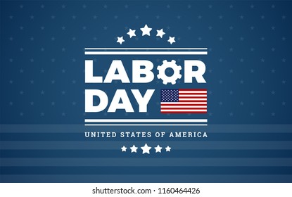 Labor Day logo background USA - dark blue background, stars, stripes texture, the United States flag - labor day vector illustration