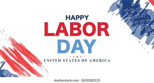 Labor Day logo background USA - blue background, stars, stripes, the United States flag - labor day vector illustration