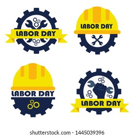Labor day logo bundle vector illustration.