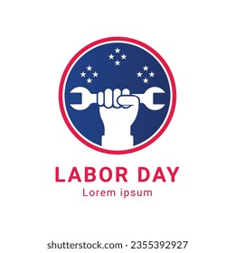 Labor Day Logo Design Labor Hand with Wrench Logotype