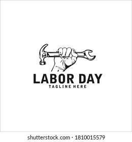 labor day logo design icon vector silhouette