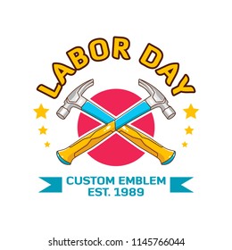 Labor Day Logo Emblem hammer